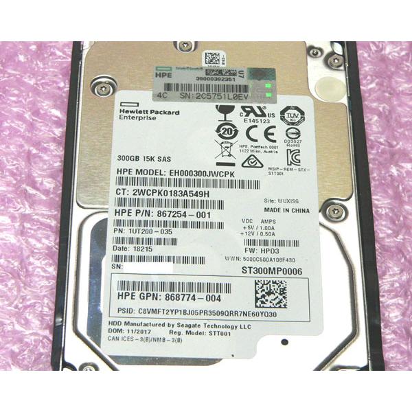日本HP HP 867254-001(EH000300JWCPK) SAS 300GB 15K 12Gbps 2.5インチ