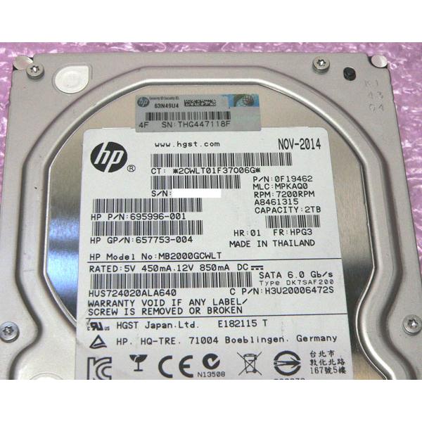 日本HP HP 695996-001 SATA 2TB 7200RPM 3.5インチ 中古ハードディスク