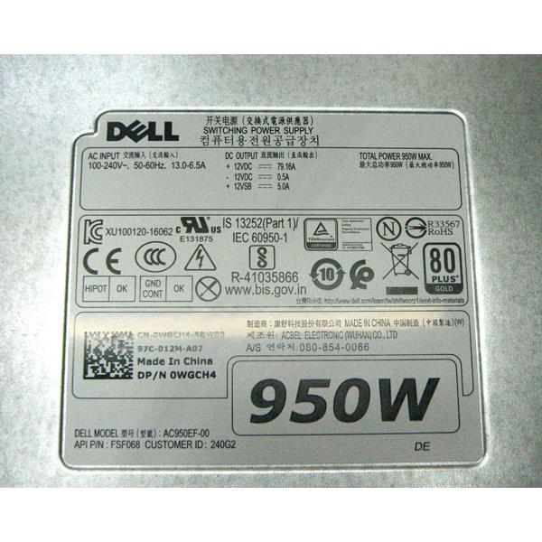 DELL PRECISION 5820用 電源ユニット 950W AC950EF-00 (0WGCH4 DELL PRECISION 5820用 電源ユニット 950W AC950EF-00 (0WGCH4