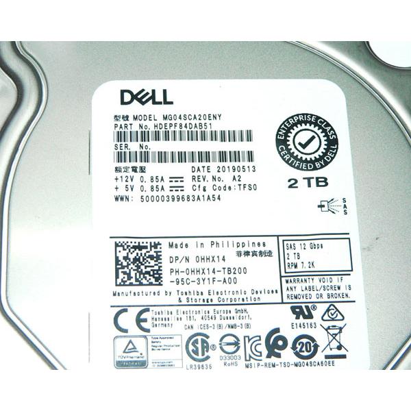 DELL（デル） DELL 0HHX14 (MG04SCA20ENY) SAS 2TB 12Gbps 7.2K 3.5