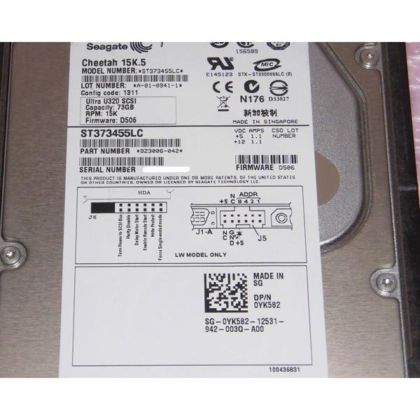 DELL 0YK582 (Seagate ST373455LC) Ultra320 SCSI 80pin 73GB 15K 3.5インチ 中古ハードディスク｜aqua-light｜02