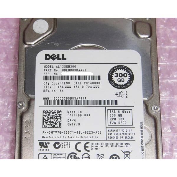 DELL（デル） DELL 0MTV7G (AL13SEB300) SAS 300GB 10K 2.5インチ 中古