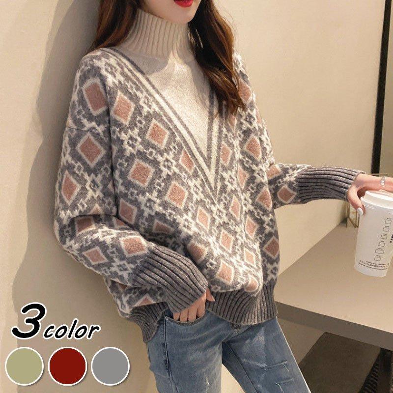 ニットセーター レディース 秋冬 40代 長袖トップス 厚手セーター ハイネック ショート丈 ニットトップス ゆったりニットソー 韓国風 大人可愛い オシャレ 3色 Y Apua Mall 通販 Yahoo ショッピング