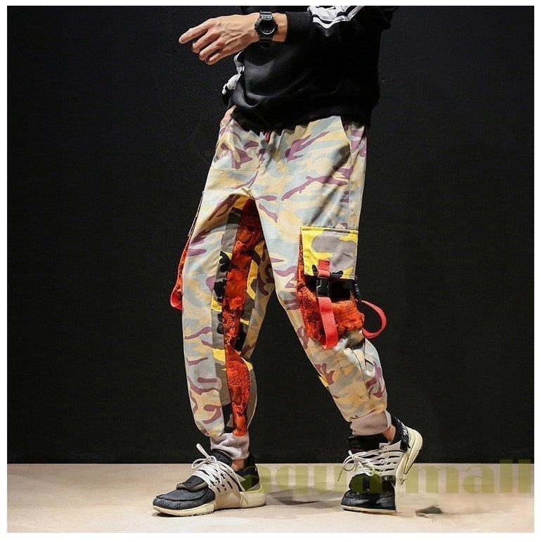 迷彩パンツ 九分丈 メンズ カーゴパンツ サルエルパンツ ボトムス リブパンツ ゆったり トレンドコーデ オシャレ