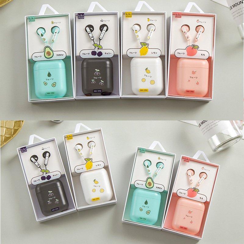送料無料】イヤホン 有線 3.5mm マイク付き 収納ケース 4色 フルーツ柄