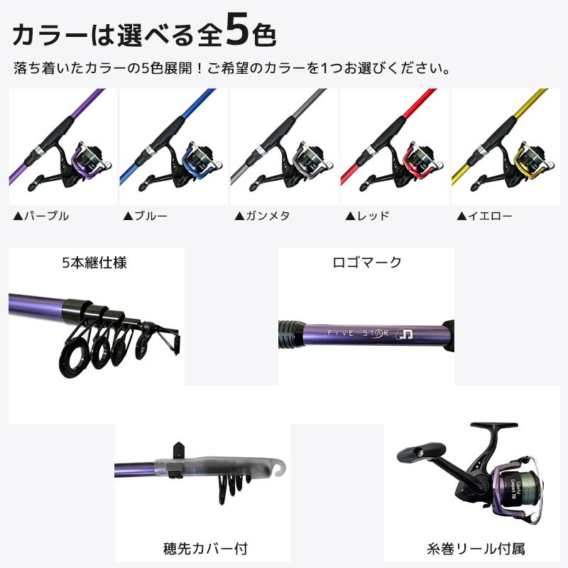 釣り竿 カラフルコンパクト180 リール+ロッドセット 釣り ちょい投げ
