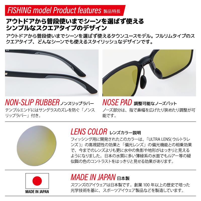 スワンズ 偏光サングラス ER3 ULTRA LENS スクエアタイプ 0167 or 0168