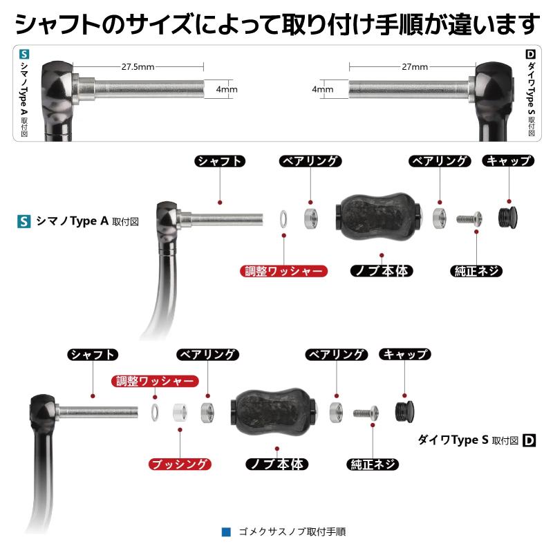GOMEXUS（ゴメクサス） ハンドルノブ 22mm 鍛造カーボン F22 ブラック