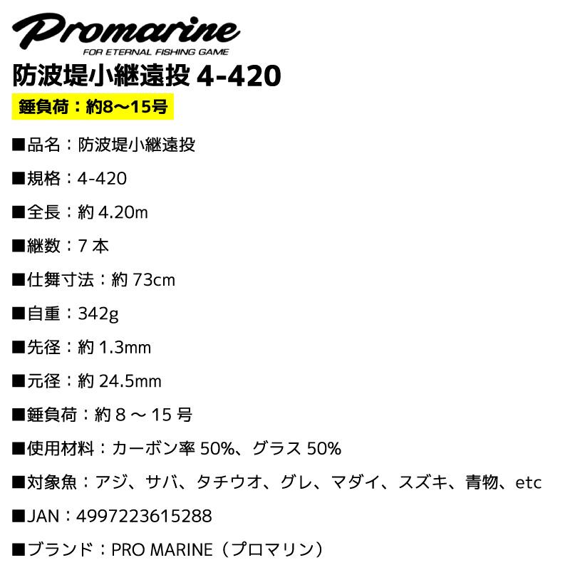 プロマリン（PRO MARINE） 釣り竿 防波堤小継遠投 4-420 錘負荷8-15号
