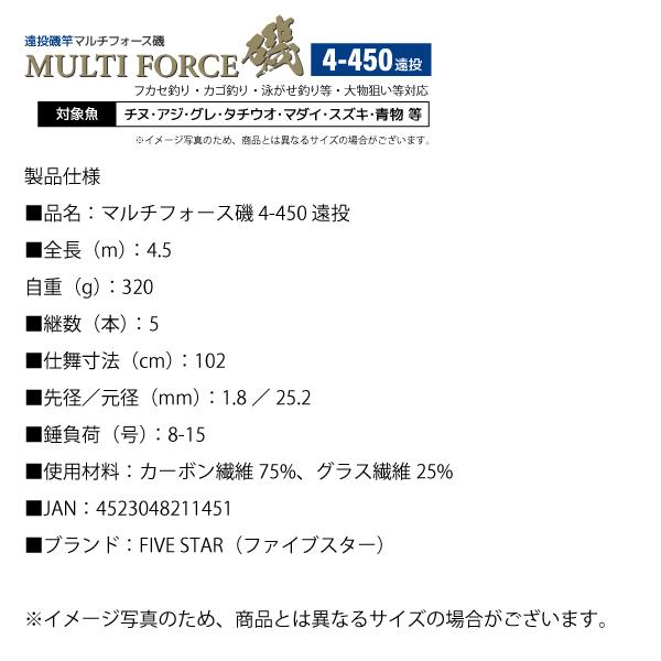 釣り竿 マルチフォース磯 4-450 釣り 遠投 遠投磯竿 標準全長4.5m 継数
