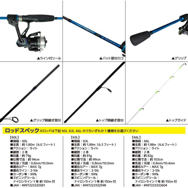クリアランス価格 トライアル アジングセット ロッド+リール+ 