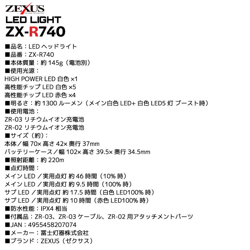 ZEXUS（ゼクサス） ZX-R740 LEDヘッドライト 充電式 1300ルーメン 高