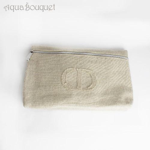 クリスチャンディオール コスメ ポーチ リネン CHRISTIAN DIOR COSME POUCH LINEN [1877][ノベルティ] 化粧 ブランド ロゴ入り コンパクト 持ち運び冬｜aquabouquet