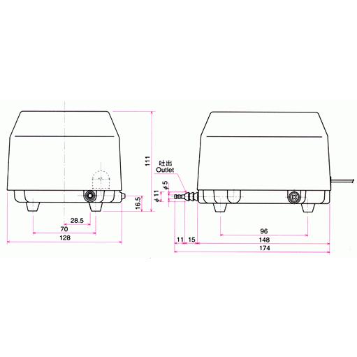 安永エアポンプ YP-15A エアーポンプ 安永 振動防止マット付き