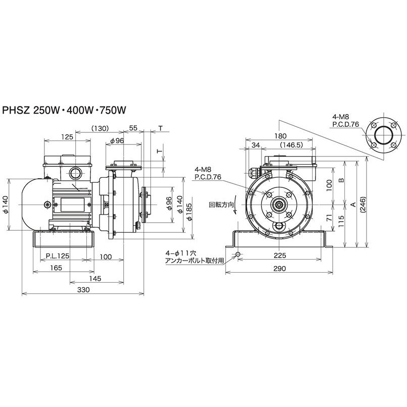 三相電機 25PHSZ-2533A2　FKM仕様 ステンレス製循環ポンプ　【メーカー直送商品】送料無料の画像