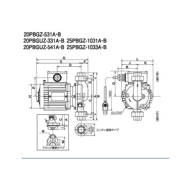 三相電機 20PBGZ-531A 砲金製ラインポンプ 　屋外設置可 【メーカー直送商品】送料無料_1