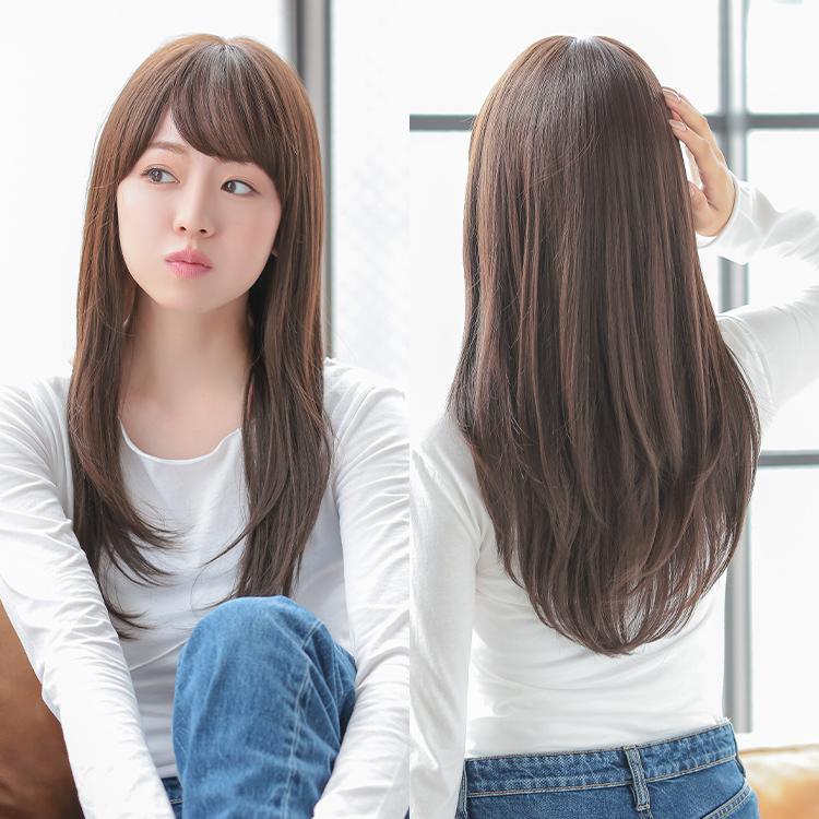 ウィッグ 女性 ロング ストレート 自然 医療用ウィッグ フルウィッグ レディース かつら 女性 黒髪の画像