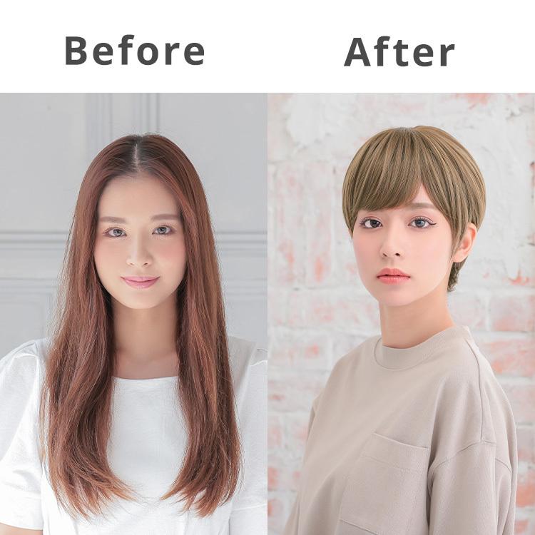 ウィッグ ショート 自然 出色 フルウィッグ 男装 グラデーション ウイッグ レディース かつら 金髪 黒髪