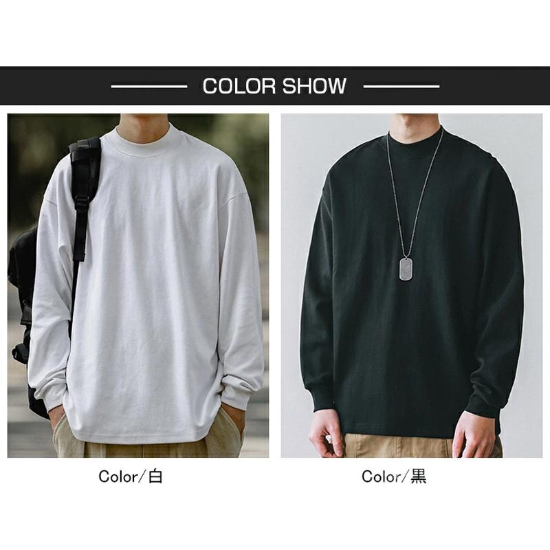綿 モックネックシャツ ハイネックTシャツ メンズ ゴルフウェア T