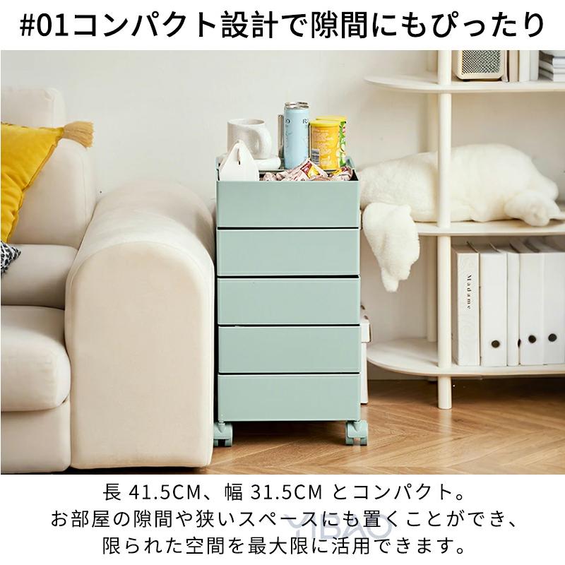 爆買い 5段 回転ワゴン キャスター付き 360° 回転引き出し 収納ラック