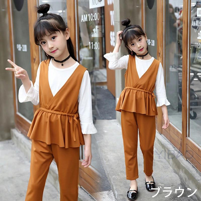 子供スーツ 女の子 セットアップ フォーマル 長袖 春秋 3点セット 上下