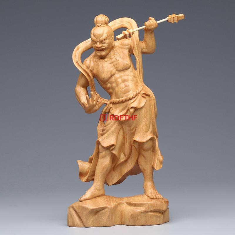 仁王像 置物 金剛力士 木彫り 桧木（ヒノキ）仏像コレクション 阿形吽