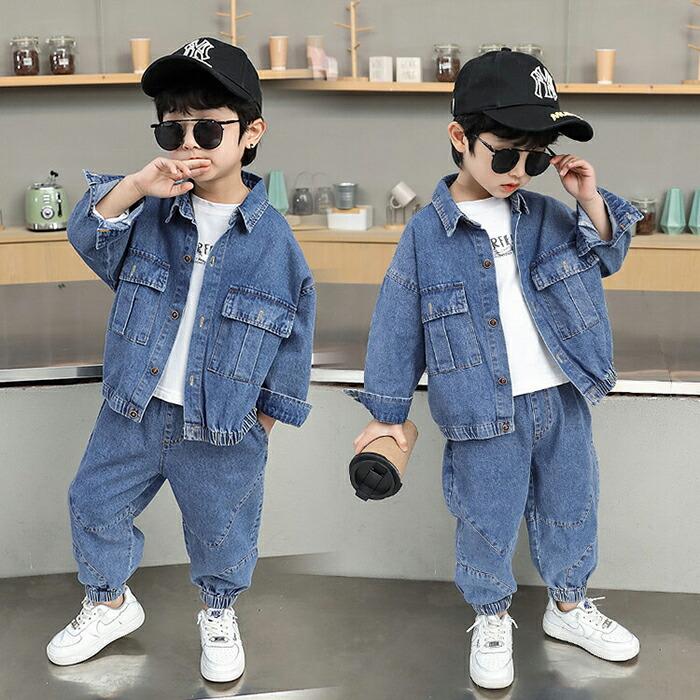 u*e様 25-6636 子供服　男の子　まとめ売り　51着　150/160㎝サ 子供服 デニム セットアップ キッズ 2点セット 兄妹 お揃い ダンス衣装