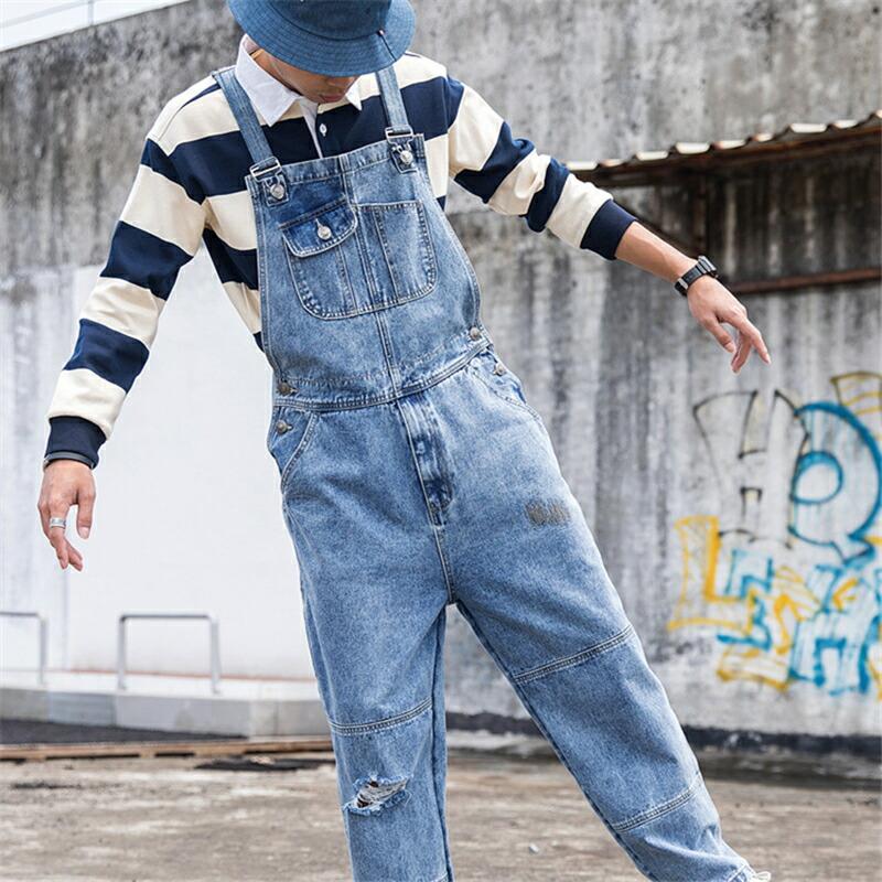 オーバーオール メンズ サロペット ワイド ゆったり カップル デニム