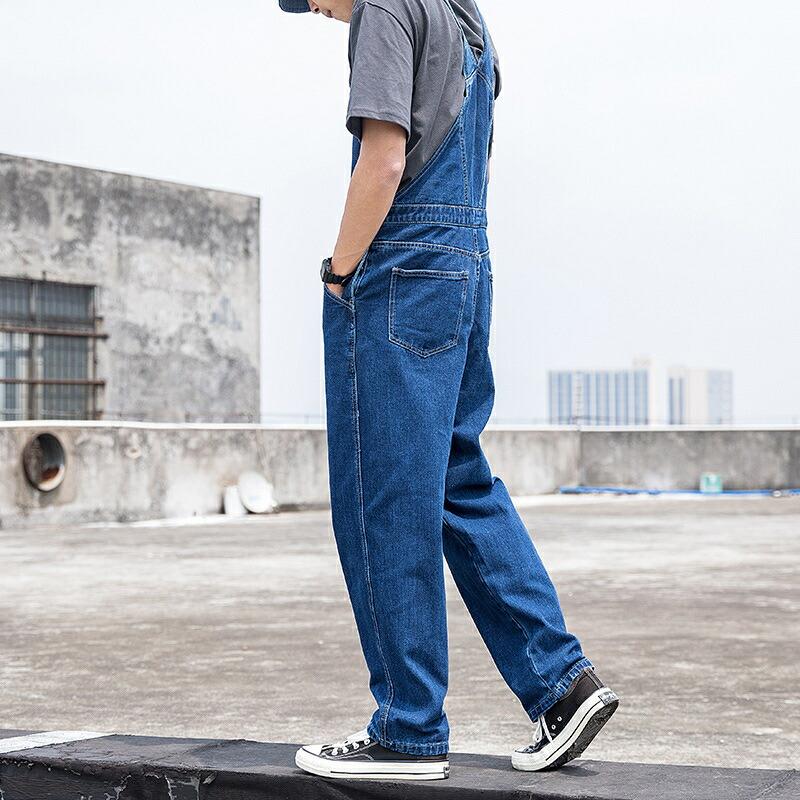 オーバーオール メンズ サロペット ワイド ゆったり ストレート 青