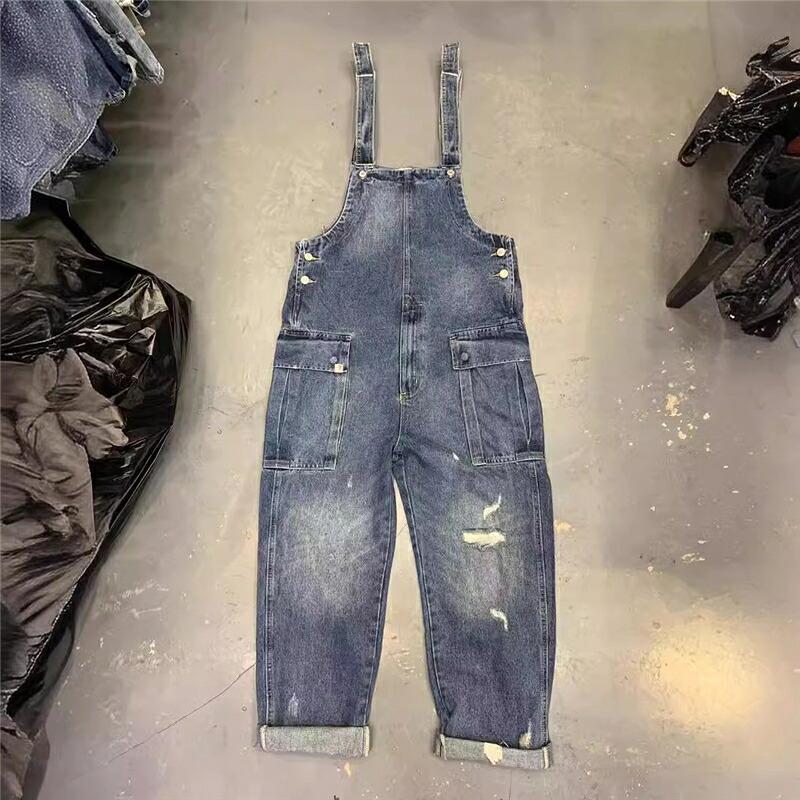 オーバーオール メンズ サロペット ワイド 春 レトロ ゆったり デニム