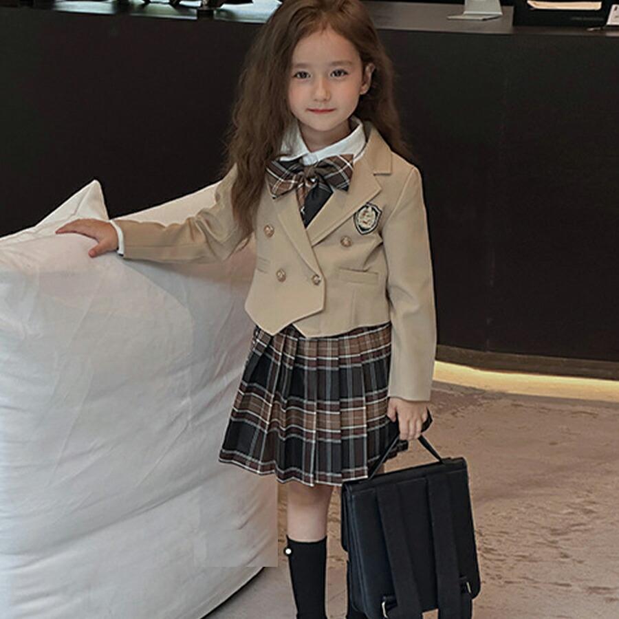 入学式 スーツ 女の子 4点セット 卒園式 長袖 セットアップ フォーマル