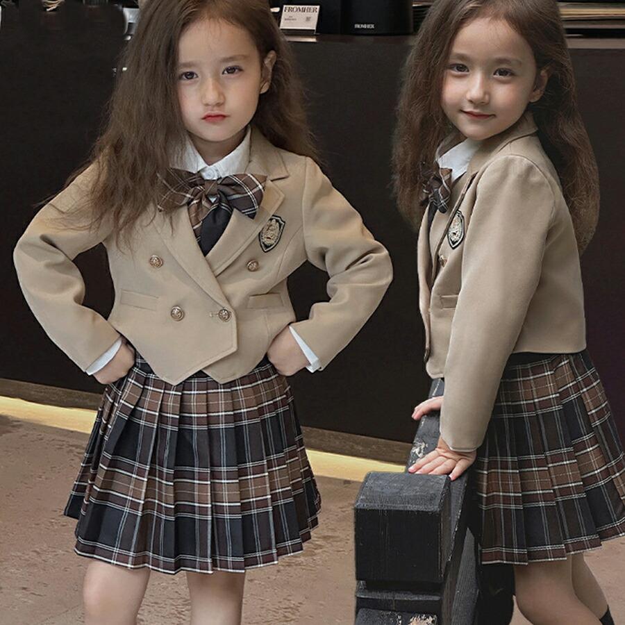 入学式 スーツ 女の子 4点セット 卒園式 長袖 セットアップ フォーマル