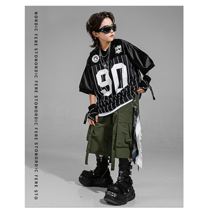 お嬢ちゃん ポスト ダンス衣装 男の子 ストリートダンス 練習着 ステージ クール 銀 背心
