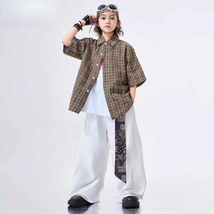 茶色 ダンス衣装 セットアップ キッズ ヒップホップ 衣装 子供ダンス