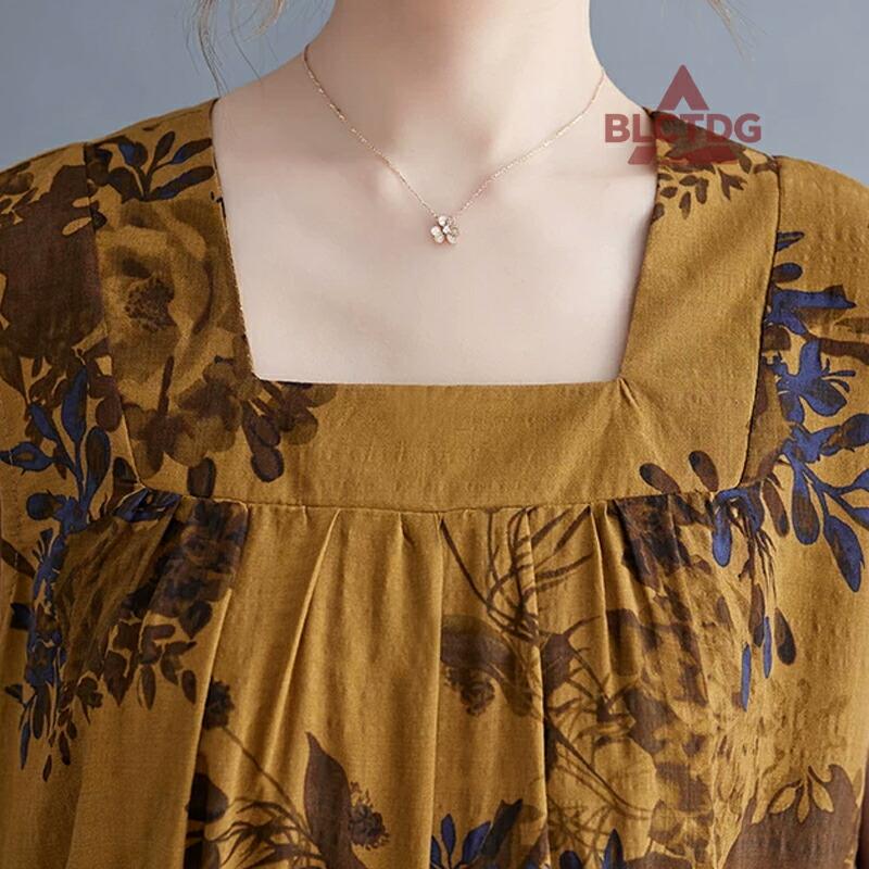 レディース 花柄 ロングワンピース ノースリーブ 前後2way Vネック 綿