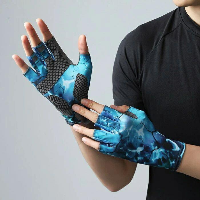 グローブ(5本指タイプ) インヴェル UVカット加工 AQUA DRY メンズ 夏用 冷感グローブ 指出し 5本切り UVカット 軽量 通気性 吸汗
