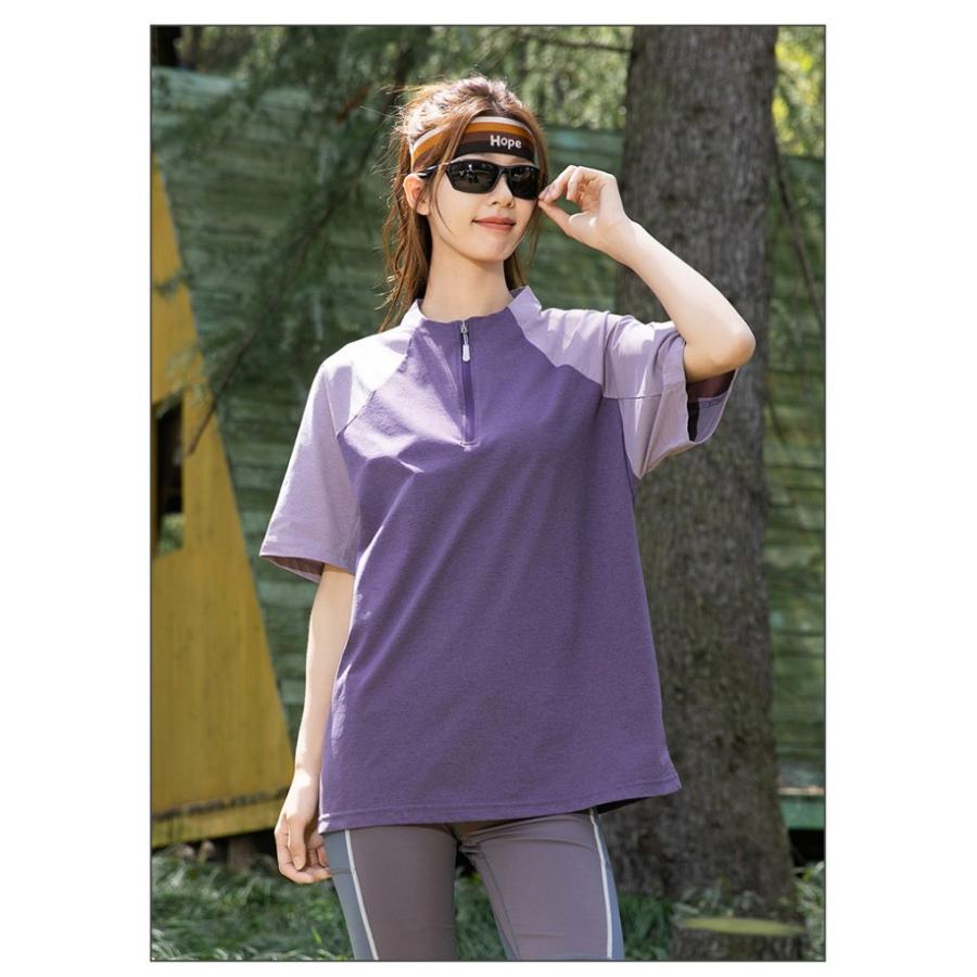 スポーツウェア 半袖 ハーフジップ Tシャツ メンズ レディース 接触冷