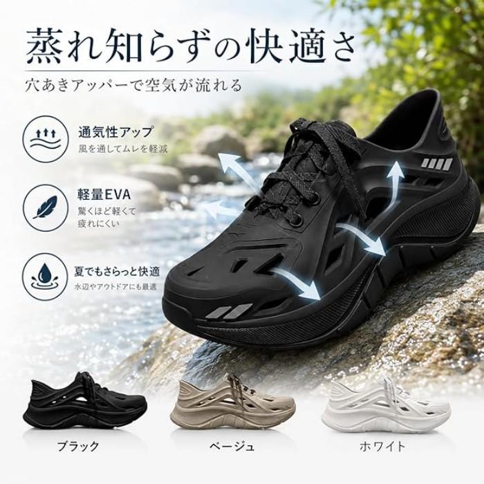 メンズ スポーツサンダル 水陸両用 厚底5cm EVA軽量 スニーカー