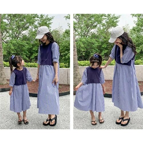 親子ペアルック Tシャツ ワンピース 半袖 夏 親子コーデ 家族お揃い