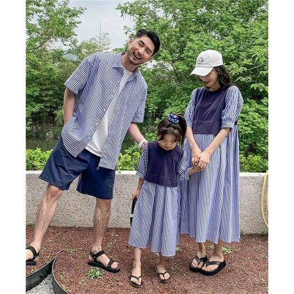 親子ペアルック Tシャツ ワンピース 半袖 夏 親子コーデ 家族お揃い