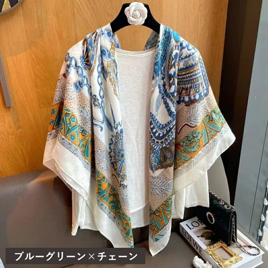 ストール レディース 大判 正方形 130cm 薄手 ショール 羽織り 春夏