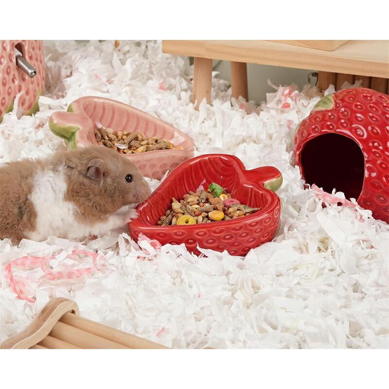 ハムスターハウス 陶器製 いちご型 ひんやり 冷感 小動物用 隠れ家