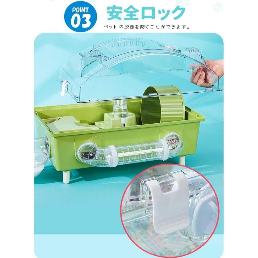 ハムスターケージ 7点セット 透明 全面クリア 2階建て 広い 大型 飼育