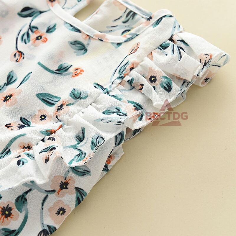 キッズ セットアップ 女の子 夏服 花柄 ノースリーブ 上下セット