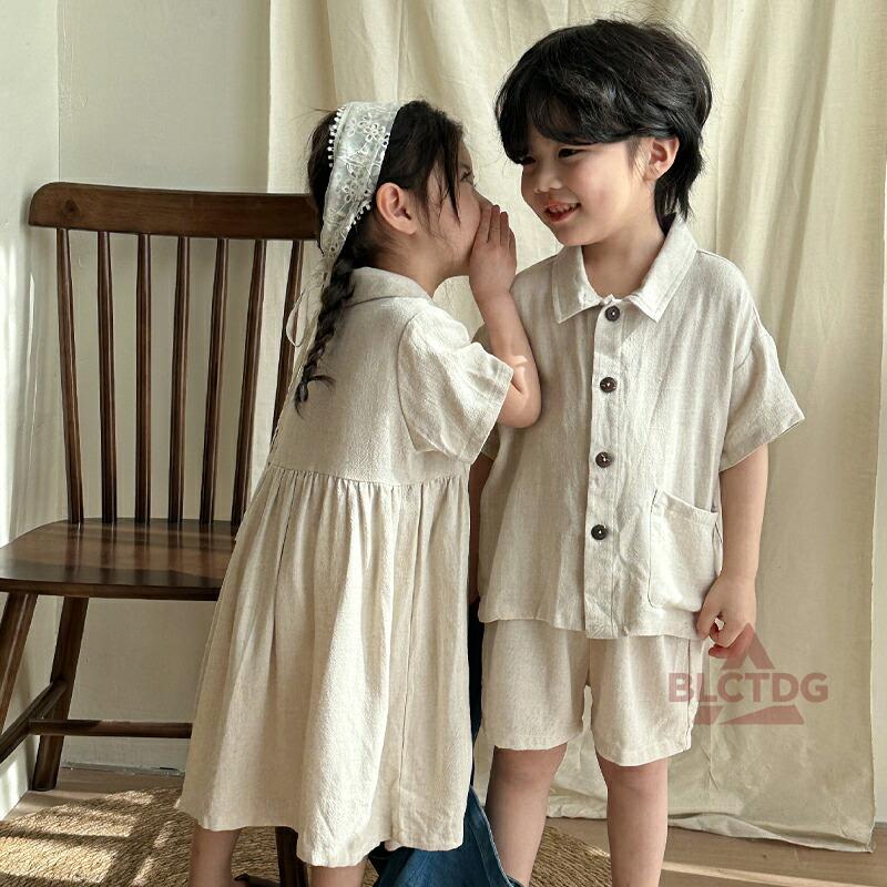 セットアップ キッズ 兄妹 リンクコーデ 上下セット 半袖 シャツ
