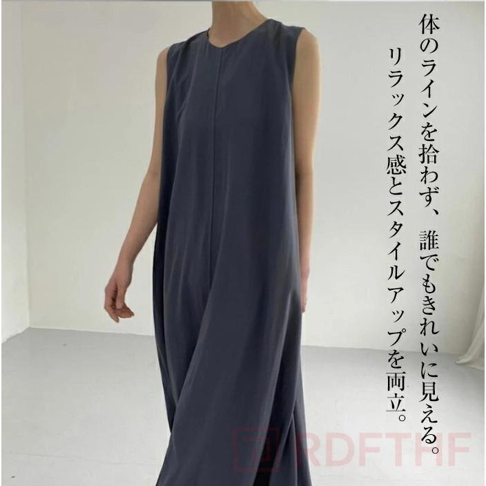 マルト/ワンピース/ノースリーブ/マキシ丈/リボン/リネン/麻/F/ブルー ワンピース レディース 夏 ロング ノースリーブ 綿麻 コットンリネン