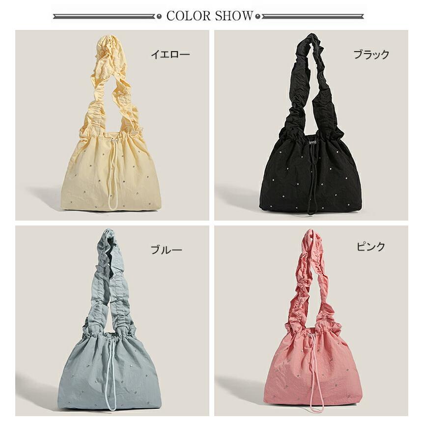 419＊tooco様order＊巾着バッグ＊たっぷりの縦フリル トートバッグ レディース フリル A4対応 大容量 軽量 通勤 巾着型