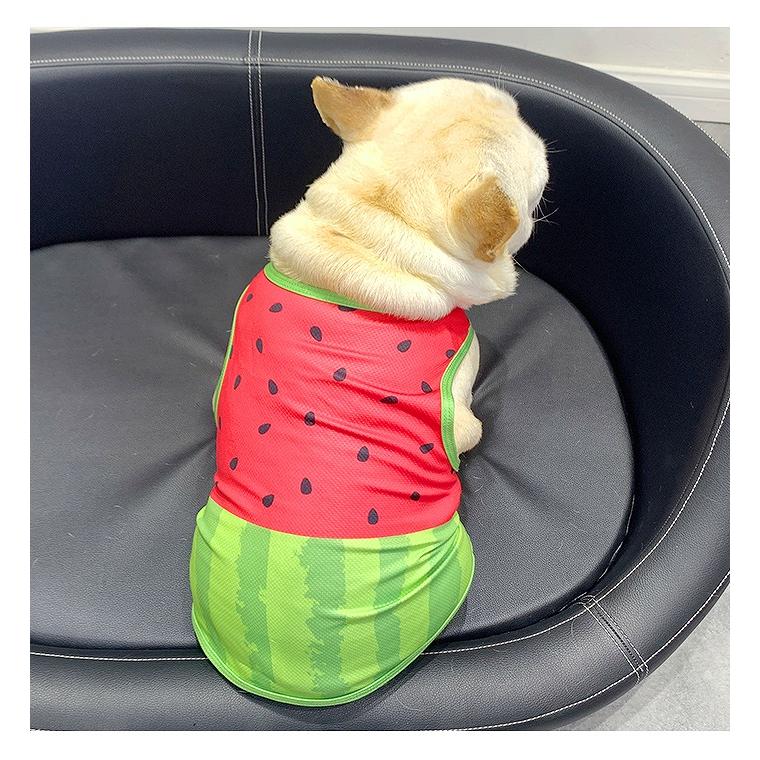 犬 服 接触冷感 タンクトップ ひんやり 濡らして冷却 スイカ柄 夏用