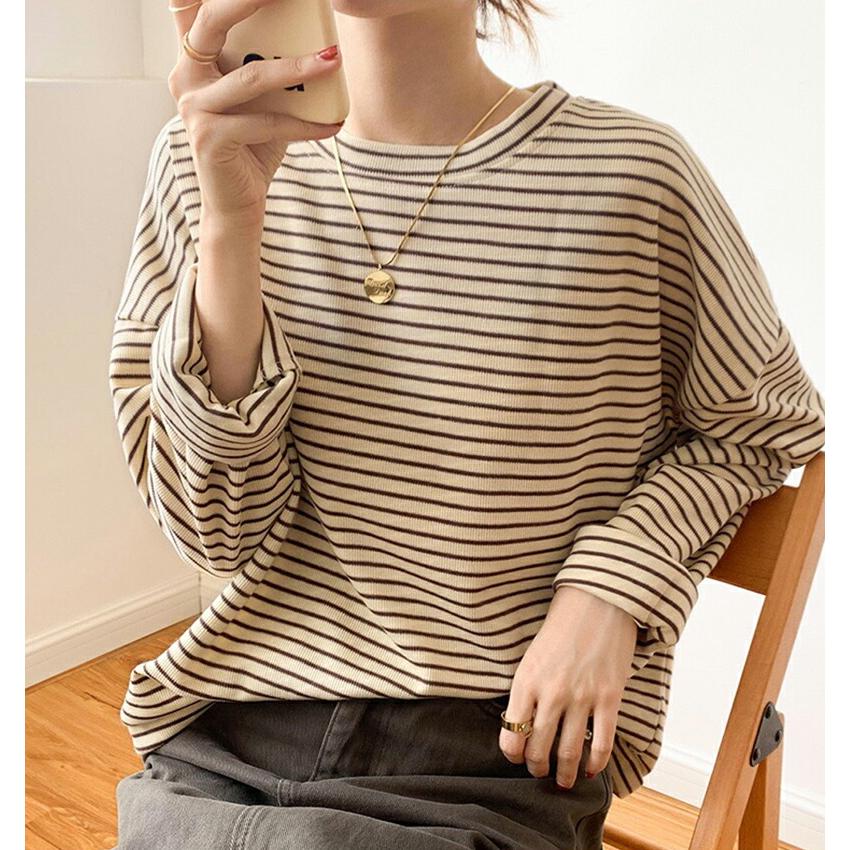 ボーダー カットソー レディース 長袖 ロンT Tシャツ プルオーバー