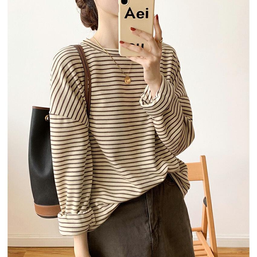 ボーダー カットソー レディース 長袖 ロンT Tシャツ プルオーバー